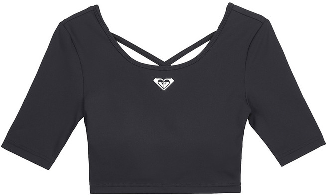 록시 여성용 슬림핏 반팔 크롭 래쉬가드 RE21RE293BHG