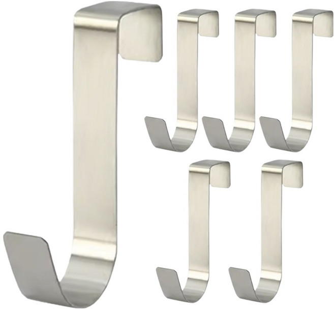 TheLiving 걸이식 스텐 싱크대 도어 후크, 실버, 6개