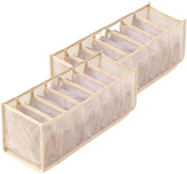앞날창창 옷장정리 칸막이 수납 7칸, 베이지, 2개