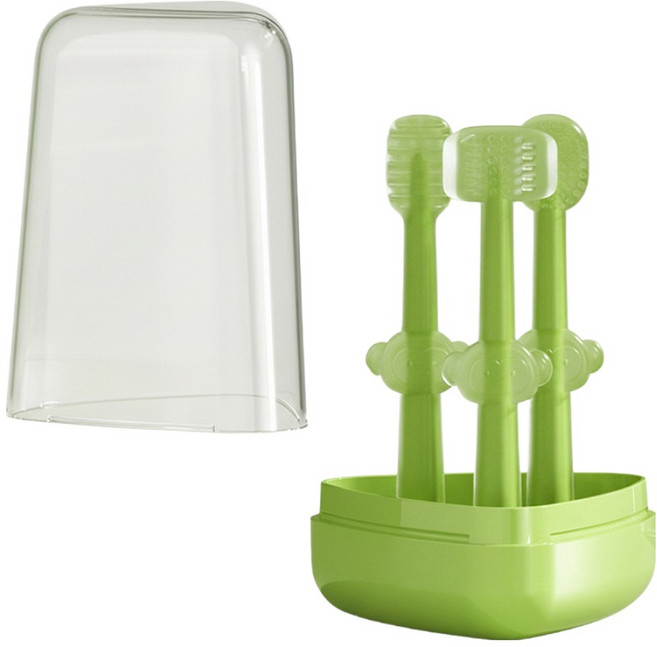 둥둥펫 반려동물 소프트 실리콘 칫솔 3종 세트, 그린, 1세트
