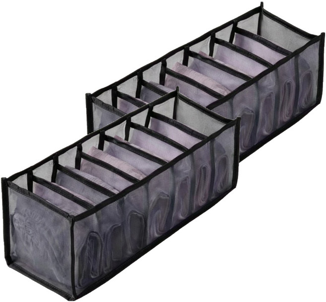 앞날창창 옷장정리 칸막이 수납 7칸, 블랙, 2개