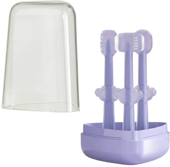 둥둥펫 반려동물 소프트 실리콘 칫솔 3종 세트, 퍼플, 1세트