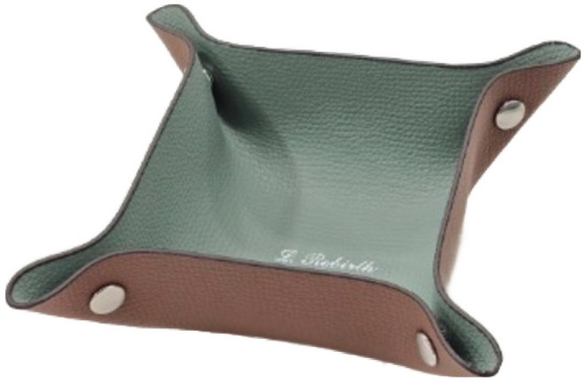 작고 귀여운 양면 소가죽 미니 트레이, IN(민트) OUT(브라운), 1개