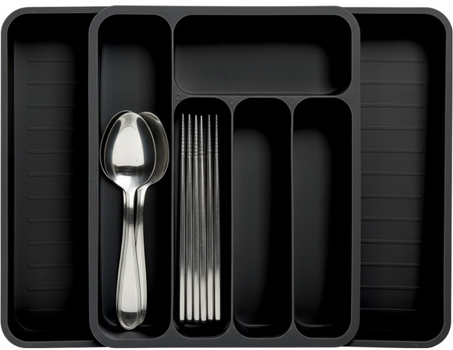 한봄누리 수저 분리 싱크대 서랍 정리함, 제트블랙, 1개