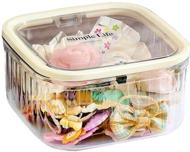 오코로 머리끈 머리핀 화장품 정리함 중형, 투명, 1개