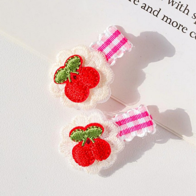 아기코끼리 체리 꽃잎 헤어핀 2p
