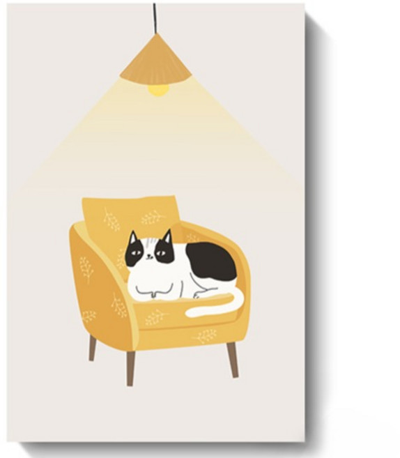 선빛 인테리어 모모 캔버스 액자 노란쇼파냥이