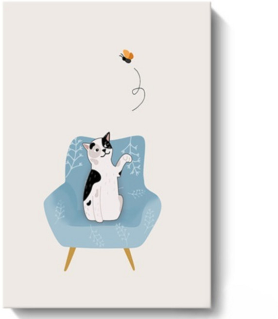 선빛 인테리어 모모 캔버스 액자 파란쇼파냥이