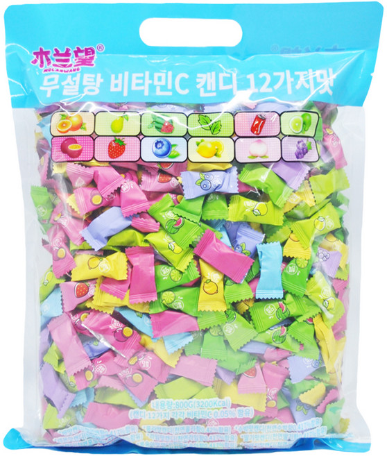 무란왕 무설탕 12가지맛 비타민C 민트 미니 캔디, 800g, 1개
