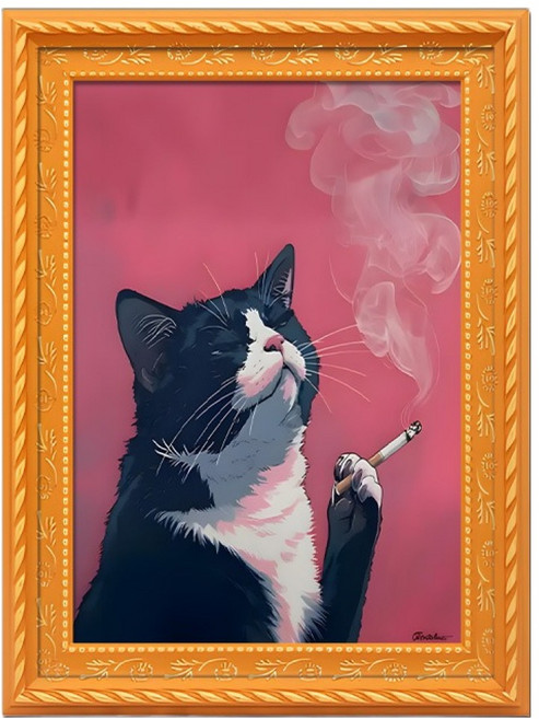 아느로 명화 스타일 고양이 액자형 냉장고 자석 SCE043-B, 혼합색상