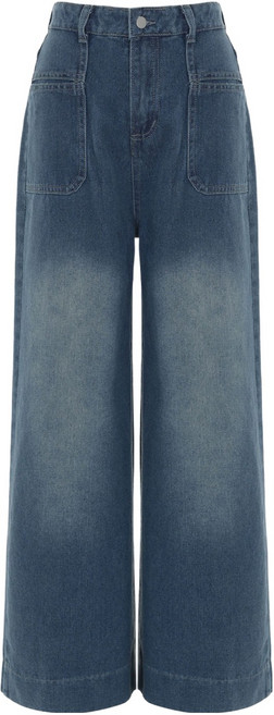 에이비플러스 여성용 원버튼 워싱 포켓 코튼 팬츠 LSA5ME34