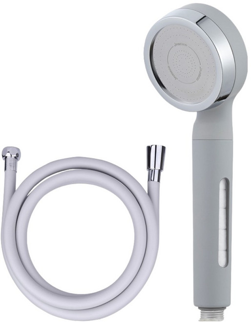 퓨어수 수압상승 히든 필터 샤워헤드 + PVC 샤워호스 2m 세트, 그레이(샤워헤드), 그레이(호스), 1세트