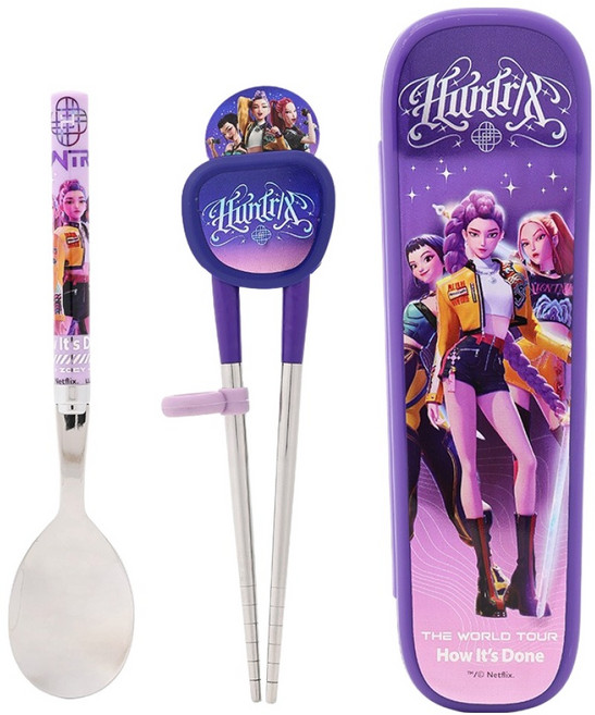 릴팡 케이팝 데몬 헌터스 모션팝 젓가락 스푼 글라이더 케이스 세트, 혼합색상, 1세트, 스푼 + 젓가락 + 케이스
