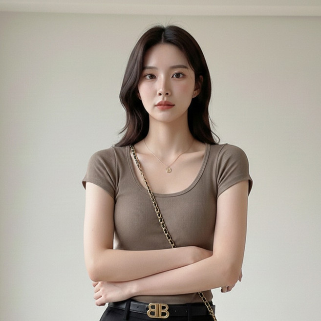 Dotif 女款U領修身短袖T恤 D263-0266 2件組