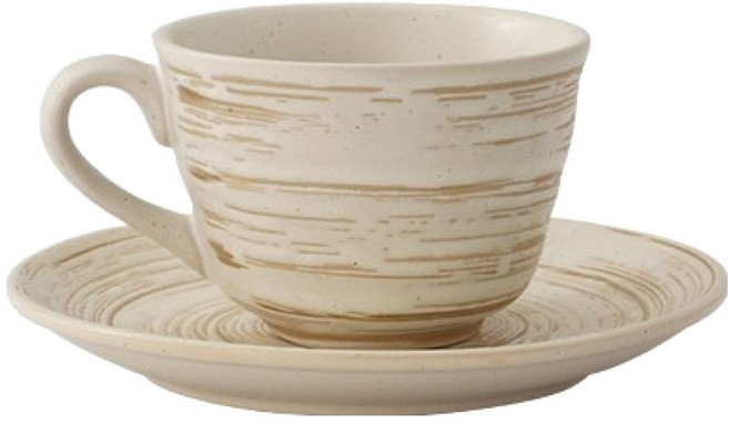 다파랑 엔틱 베이지 도자기 머그컵 + 컵받침 세트 HJ1297, 화이트, 1세트