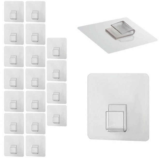TheLiving 접착식 선반고정 걸이 60 x 60 mm, 투명, 20개