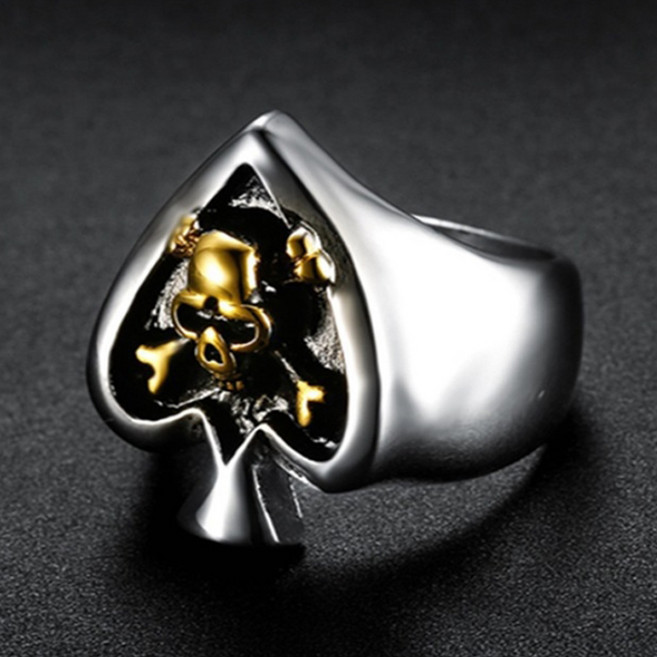 SOOSDA 黑桃骷髏鎢鋼戒指 10