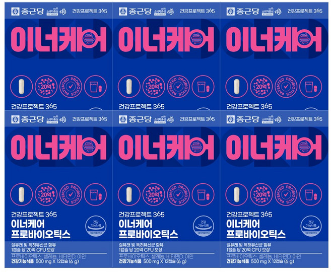 종근당 건강프로젝트365 이너케어 유산균 6g, 6개, 12정