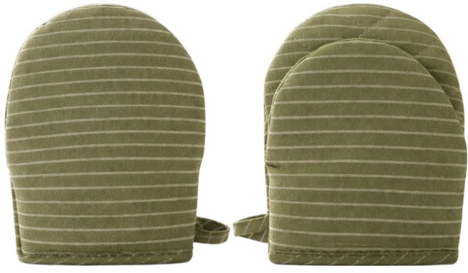 부엌다옴 스트라이프 미니 오븐장갑 양손착용 세트, 그린, 1세트