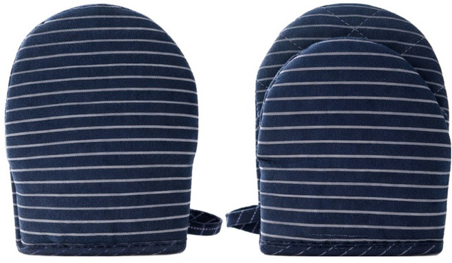부엌다옴 스트라이프 미니 오븐장갑 양손착용 세트, 네이비, 1세트
