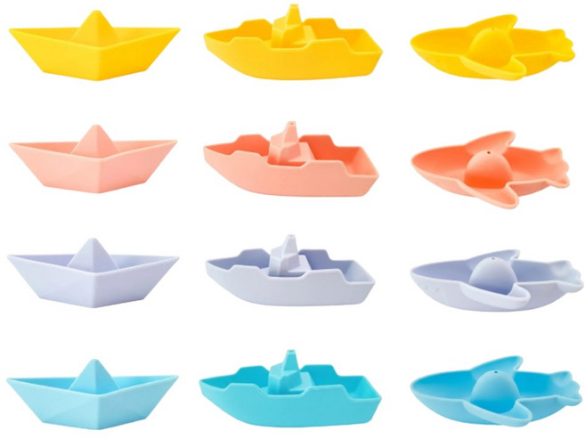 바른코리아 아기 목욕 장난감 둥둥 12종 플레이 세트, 코랄 핑크, 오션 민트, 선샤인 옐로우, 스카이 라벤더, 1세트