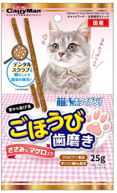 캐티맨 고양이 냥덴탈 스크럽 스틱, 25g, 1개, 혼합맛(치킨/참치)