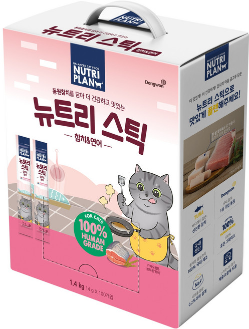 동원뉴트리플랜 고양이 뉴트리 스틱 100p, 혼합맛(참치/연어), 1.4kg, 1개
