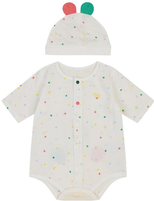 ETTOI 新生兒用 禮品用 Bibi 七分連身衣 + 帽子 + 禮品包裝組 + 購物袋