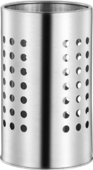 쿠쏘 원형 스테인리스 물빠짐 수저통 소형 10 x 16.5 cm, 실버, 1개