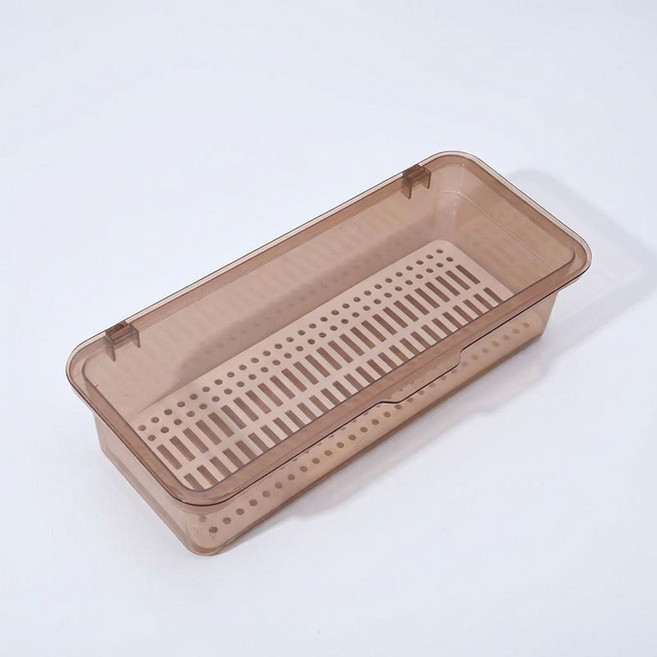 쿠쏘 위생적인 덮개형 디자인 수저통 27 x 11.5 x 7 cm, 브라운, 1개