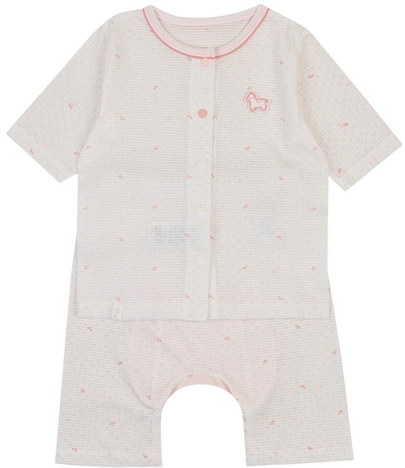 에뜨와 신생아용 도트 7부 면 내의 상하의 세트