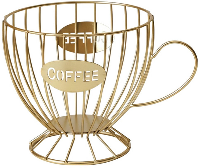 예스원 와이어 캡슐 바스켓 스타일 B 20 x 14 cm, 골드, 1개