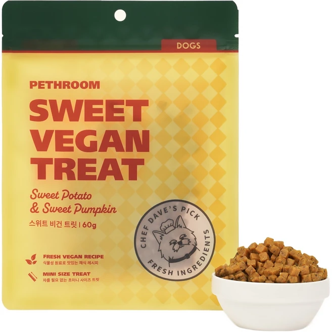 페스룸 강아지 스위트 비건 트릿, 1개, 60g, 혼합맛(고구마/단호박) - 쿠팡