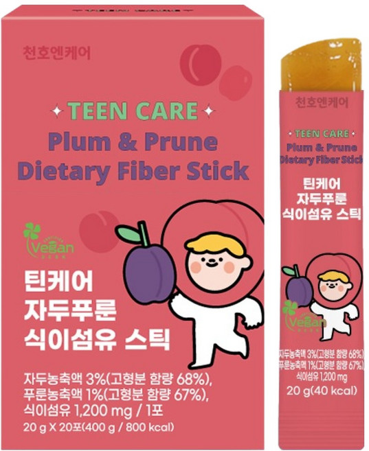 Chunho Ncare Teen Care 李子西梅膳食纖維果凍條 20入, 1個, 400g