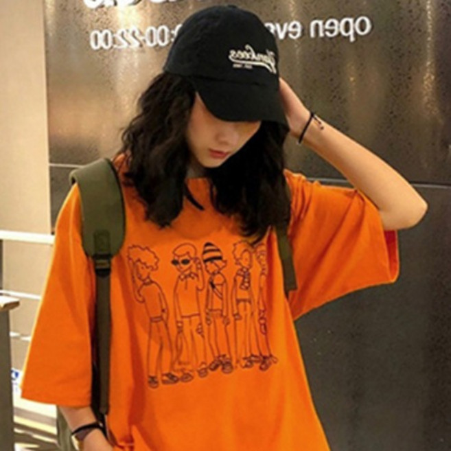 Andaromi 女款 Five Person 印花 大尺碼 寬鬆版 印花 長版T恤