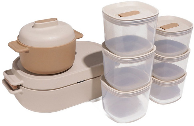 델리원 스팀 쿠커 2종 + 밥 용기 2종 x 3p 세트, 혼합색상, 1세트