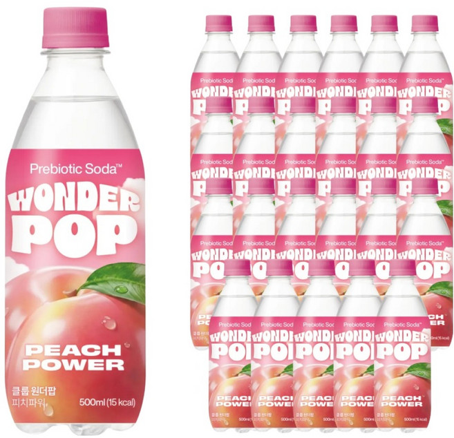 클룹 원더팝 식후케어 프리바이오틱스 스파클링 피치, 24개, 500ml