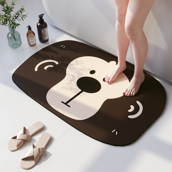 XTER 多用途廚房浴室吸水性珪藻土地墊 可愛H 2入, 混色