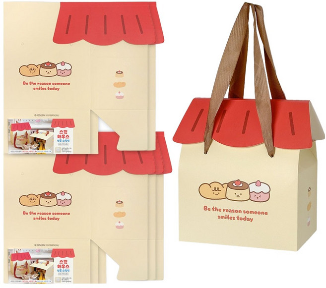 조선문방구 스윗하우스 선물 쇼핑백, 혼합색상, 6개