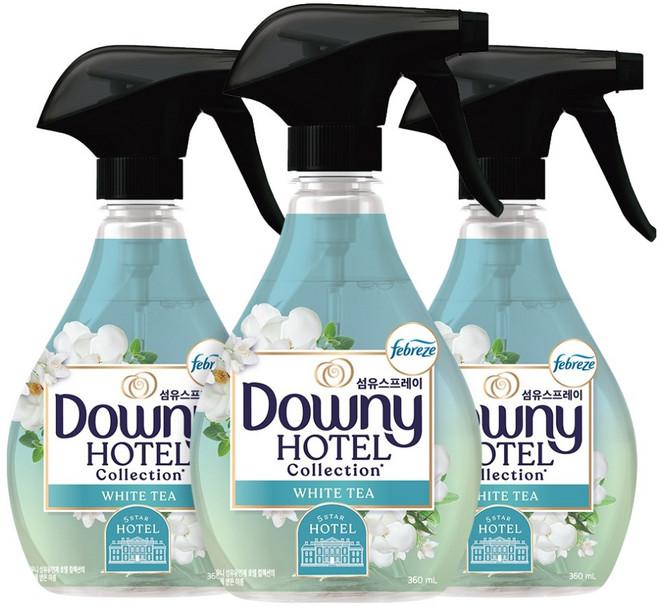 다우니 호텔 컬렉션 섬유 스프레이 화이트 티향 본품, 3개, 360ml