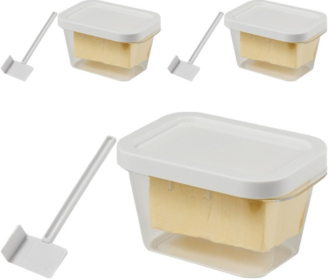 아케이바이 커팅 고급형 버터 소분 보관함 세트, 3세트, 버터 보관함 3p + 주걱 3p