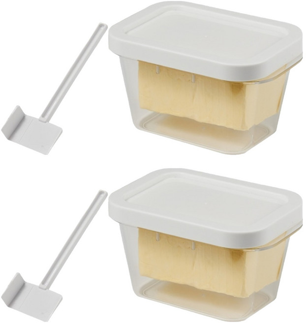 아케이바이 커팅 고급형 버터 소분 보관함 세트, 2세트, 버터 보관함 2p + 주걱 2p