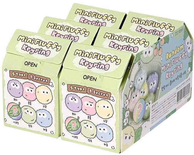 조선문방구 미니 플러피 키링, 랜덤발송, 6개