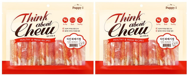퍼피아이 강아지 띵크 어바웃 츄 꽈베기껌, 치킨, 240g, 2개