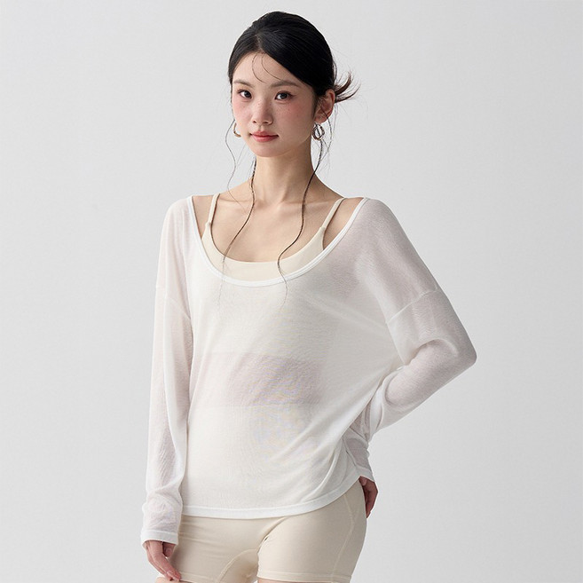 씨오브비 여성용 에어핏 시스루 롱슬리브 커버업 티셔츠