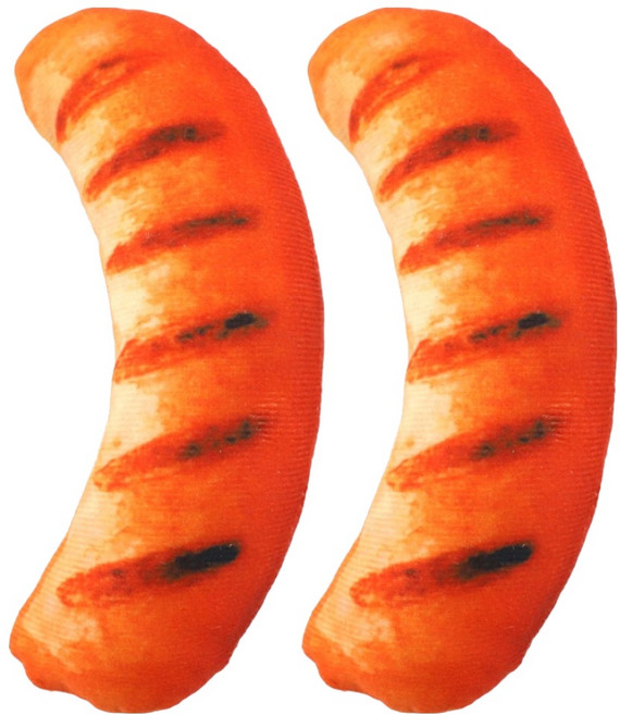 스투피드 강아지 고양이 애완 삑삑이 장난감 소세지, 혼합색상, 2개