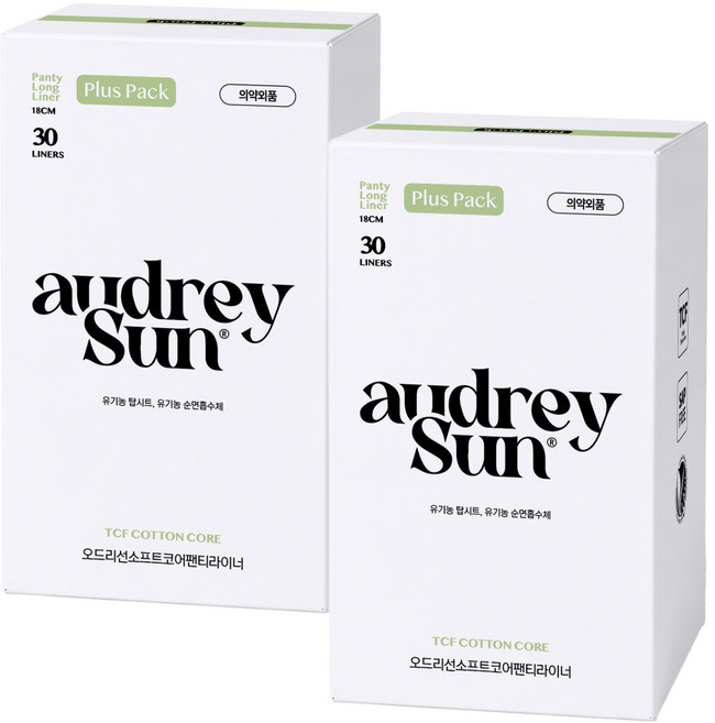 AUDREY SUN TCF 柔軟核心護墊, 加長, 30入, 2個