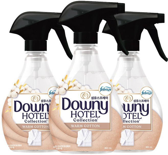 다우니 호텔 컬렉션 섬유탈취제 웜 코튼향 본품, 3개, 360ml