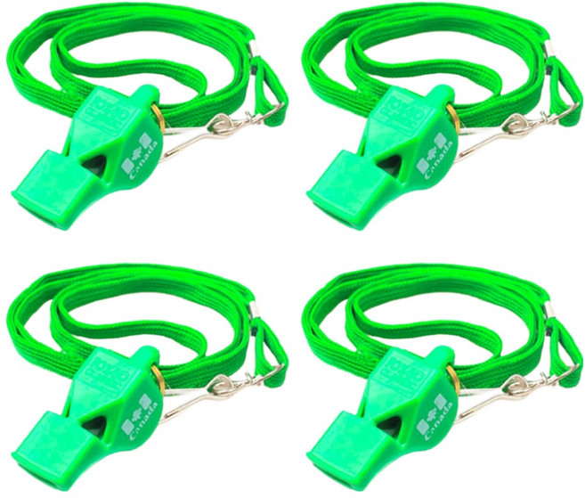 프리미엄 칼라 호루라기, 그린, 4개