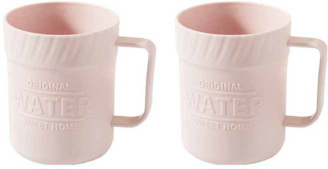 더자카 매트 파스텔톤 레터링 욕실 양치컵 470ml, 핑크, 2개